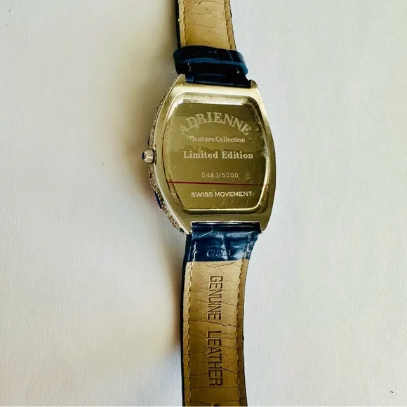 Elegant Blue Leather Strap Watch with Crystal Accents - Picture 6 of 7